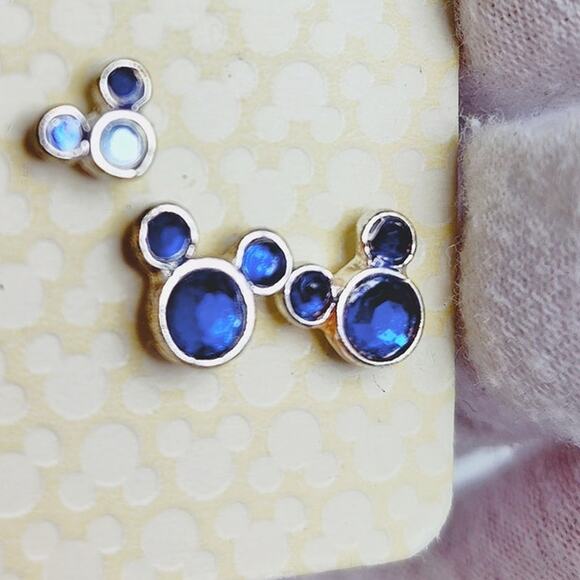 Disney Parks Mickey Mouse Earrings Set 3-Pack Blue NIP - Picture 2 of 9